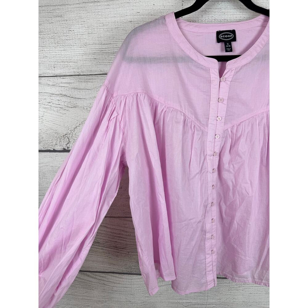Scoop Plus Size Light Purple Pink Flowy Lightweight Long Sleeve Blouse Size XL - Picture 5 of 9